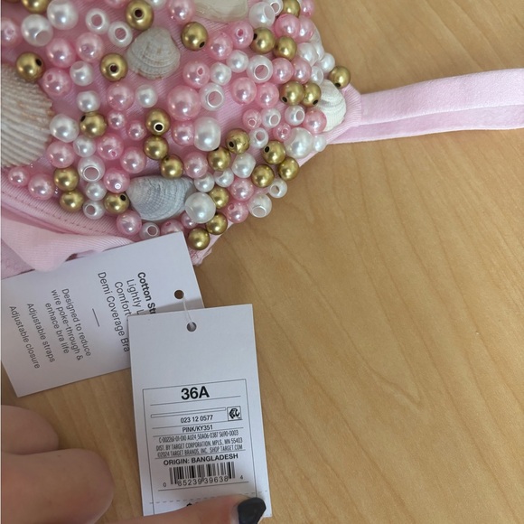 handmade shell/beaded pink mermaid bra - Picture 3 of 3